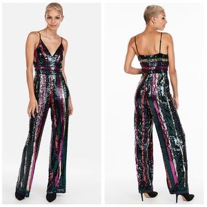 Express multicolor sequin jumpsuit Clearance